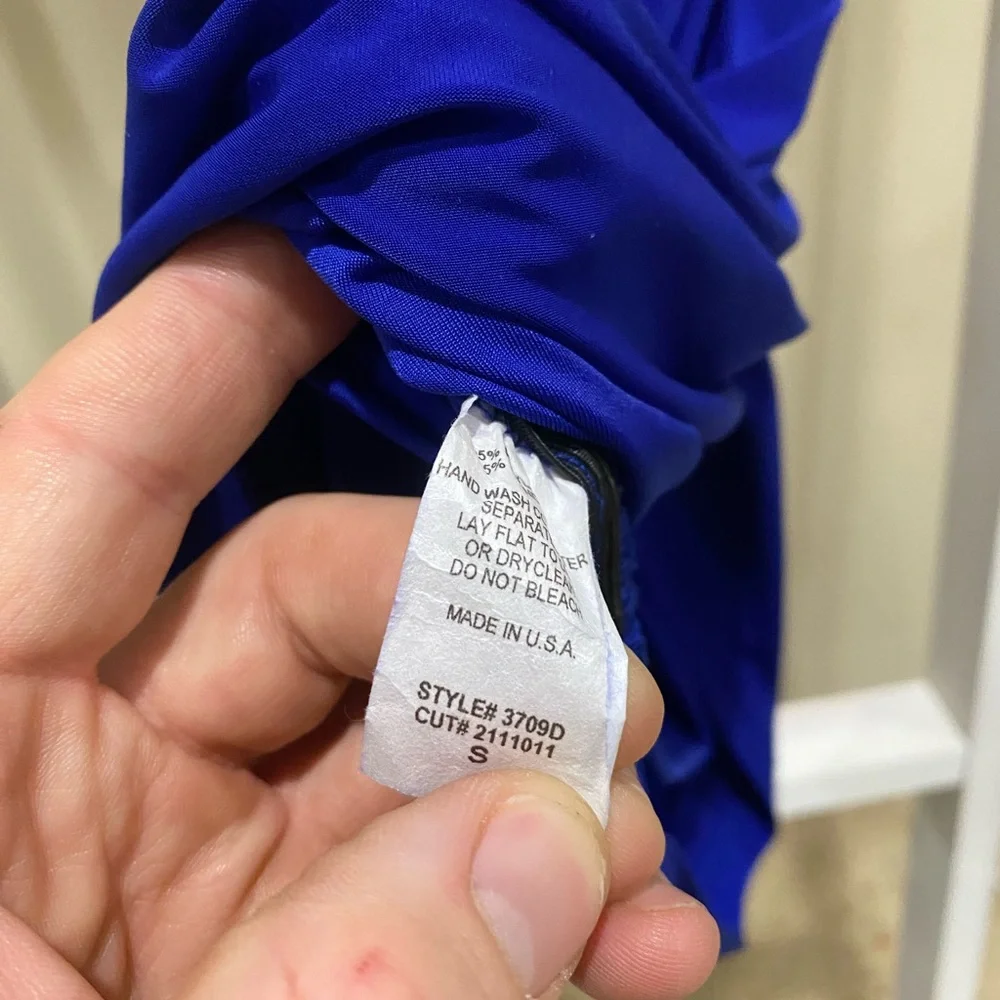 Sabora Royal Blue Ruched Bodycon Dress Small Made In USA Cocktail Formal - Picture 5 of 7